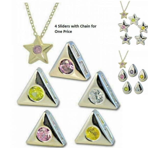 pendant cubic zirconia slider 18 karat white 8 pcs for price of one NEW - Picture 1 of 1